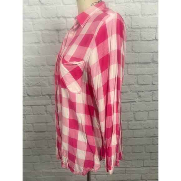 Khakis & Co Pink Plaid Button-Up Blouse - Women's 1X - Picture 6 of 7